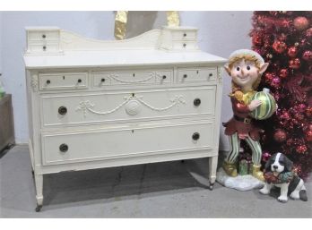 Classic Revival Style Nine Drawer Dresser On Colonnade Casters, With Mirror