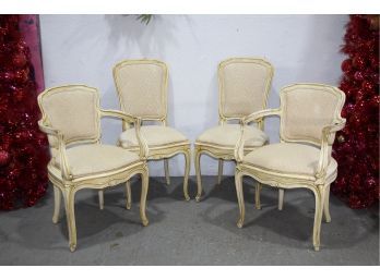 Group Of Four French Country Louis XV Style Chairs: 2 Arm Chairs And 2 Side Chairs