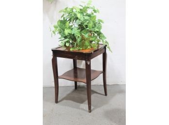 Federal Style Leather Top Side Table