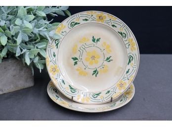 Two Villeroy & Boch Yellow Poppy Luncheon Plates Dresden Saxony 1358 (see Photos For Chips)