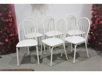 Group Of Six White On White Wythe Co. Dining Chairs