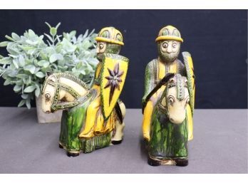 Pair Of The Knights Who Say 'Ni!' Italian Ceramic Figurines