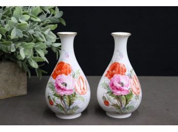 Two Noritake Nippon Toki Kaisha Poppy Vases, Signed And Marked