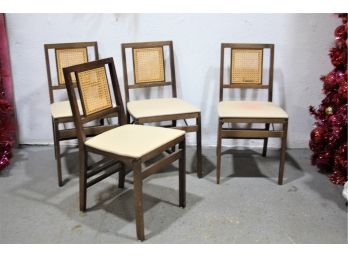 Four Vintage Stakmore MCM Folding Dining Chairs - Square Cane Back