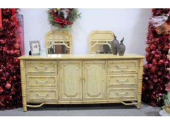 Fabulous Faux Bamboo Dresser And 2 Mirrors In The Style Of Henry Link Bali Hai