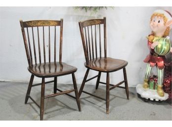 Pair Of Art Nouveau Chairs, Late 19th Century Hitchcock Signed