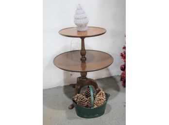 Mahogany Georgian Style Two Tier Tripod Pedestal Silent Butler Table