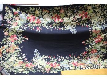 Huge Wide Floral Bouquet Banner Needle Point Blue Area Rug (144.5' X 104')