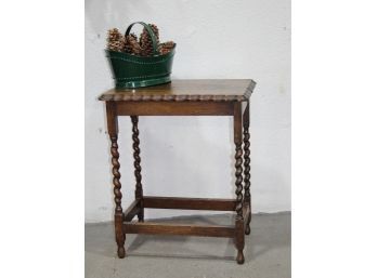 Oak Scalloped Edge Top Console Table, Barley Twist Legs