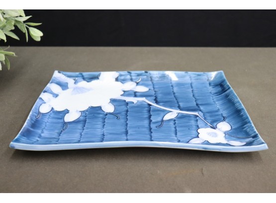 Blue And White Cherry Blossoms Serving Tray (9.5' X 13')