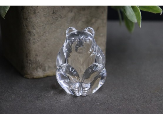Retired Signed Steuben Crystal Sitting Bear Paperweight
