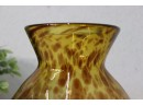 Amber Tortoise Shell Pattern Glass Flower Vase