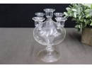 Vintage Five Candle Glass Pedestal Bulb Candelabra