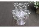 Vintage Five Candle Glass Pedestal Bulb Candelabra