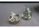 Stemmed Apple And Stemmed Pear Art Glass Objet/Paperweights