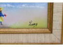 Framed Original Enamel On Copper Painting, Signed Lucey