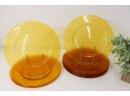 Group Lot Of Yellow, Orange, And Amber Pebbled Glass Chargers