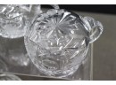 Cut Glass Crystal Punch Bowl And Glass Cup Set - Bowl With Ladle And Ball Finial Lid