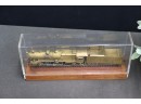 Vintage Scale Model Brass Steam Locomotive And Tender In Acrylic Presentation Box