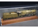 Vintage Scale Model Brass Steam Locomotive And Tender In Acrylic Presentation Box
