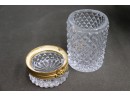 Two Cut Glass And Ormolu Hinged Cylindrical Boxes - One Short And One Tall
