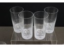 Group Lot Of Frosted And Etched Lotus Blossom Pattern Rocks Glasses And High Ball Glasses