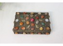 Ornate Filigreed Pewter Box With Mixed Colored Stones