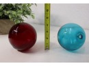 Teal And Ruby Red Acrylic Spheres
