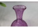 Tanner Glass Hand Blown Purple Mottle Art Glass Vase, Signed Bottom