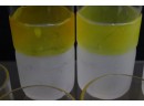 Set Of 8 Vintage White Frost/yellow Frost/clear Segmented Highball Acrylic Glasses