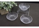 Group Lot Of 3 Vintage Glass Candy Bowls With Faceted Edges Pattern