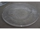 Group Lot Of Four Molded Glass Plates - 3 Leaf And 1 Flounder
