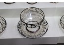 Vintage Art Nouveau Silver Overlay Coupes With Under Plates Set Of 8, With 3 Extra Coupes