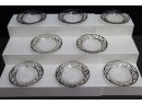 Vintage Art Nouveau Silver Overlay Coupes With Under Plates Set Of 8, With 3 Extra Coupes