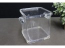 1970s Lucite Ice Bucket With Two Rounded Handles And Hinged Lid