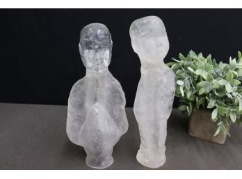 Two Handmade Artisan Glass Neo-expressionist Figurines