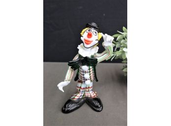 Vintage Hand Blown Venetian Glass Clown Figurine
