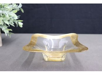 Gold Leaf Gilt Square Wave Pedestal Dish
