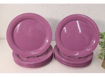 Set Of 12 Nancy Calhoun Lilac Large Round Plates