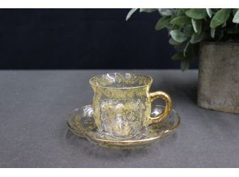 Verre Eglomise Gold Gilded Glass Tea Cup And Saucer