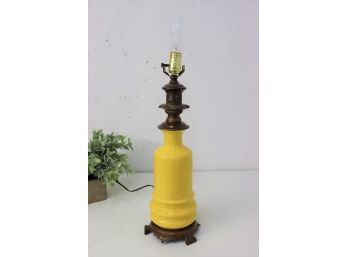 Vintage Chinoiserie Brilliant Yellow Glass Spice Jar Lamp