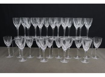 Numerous Group Lot Of Apollo By Mikasa Cut Clear Blown Glass Wine Stems