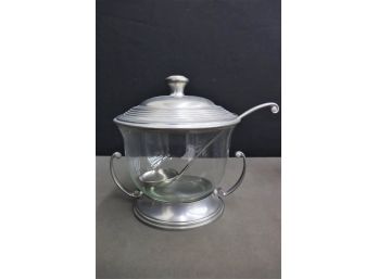 Queen Art Pewter Brooklyn Glass And Pewter Punch Bowl With Lid And Ladle