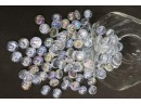 Group Lot Of Rainbow Lustre Glass Beads And Clear Glass Marbles