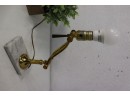 Brass Pivoting Adjustable Desk Lamp On Marble Base (no Shade)