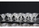 Group Lot Of Various Size Vintage Cut Glass Thumbprint Chunky Stem Goblets
