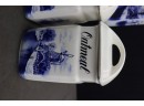 Vintage Inge Blue And White Windmill Porcelain Larder & Spice Canister Set