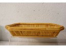 Group Lot Of Woven Rattan Trays And Two-Tier Paper Holder