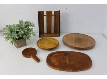 Group Lot Of Staved Teak Cutting/Carving Boards
