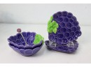 Group Of Varied Colorful Fruit Shaped Plates And Bowls With Matching Fruit Spoons